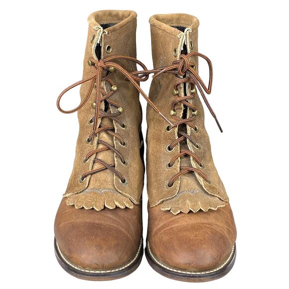 Laredo Women's Roper Brown Leather Suede Lace Up Wester Boot Size US 7.5 - Picture 7 of 10
